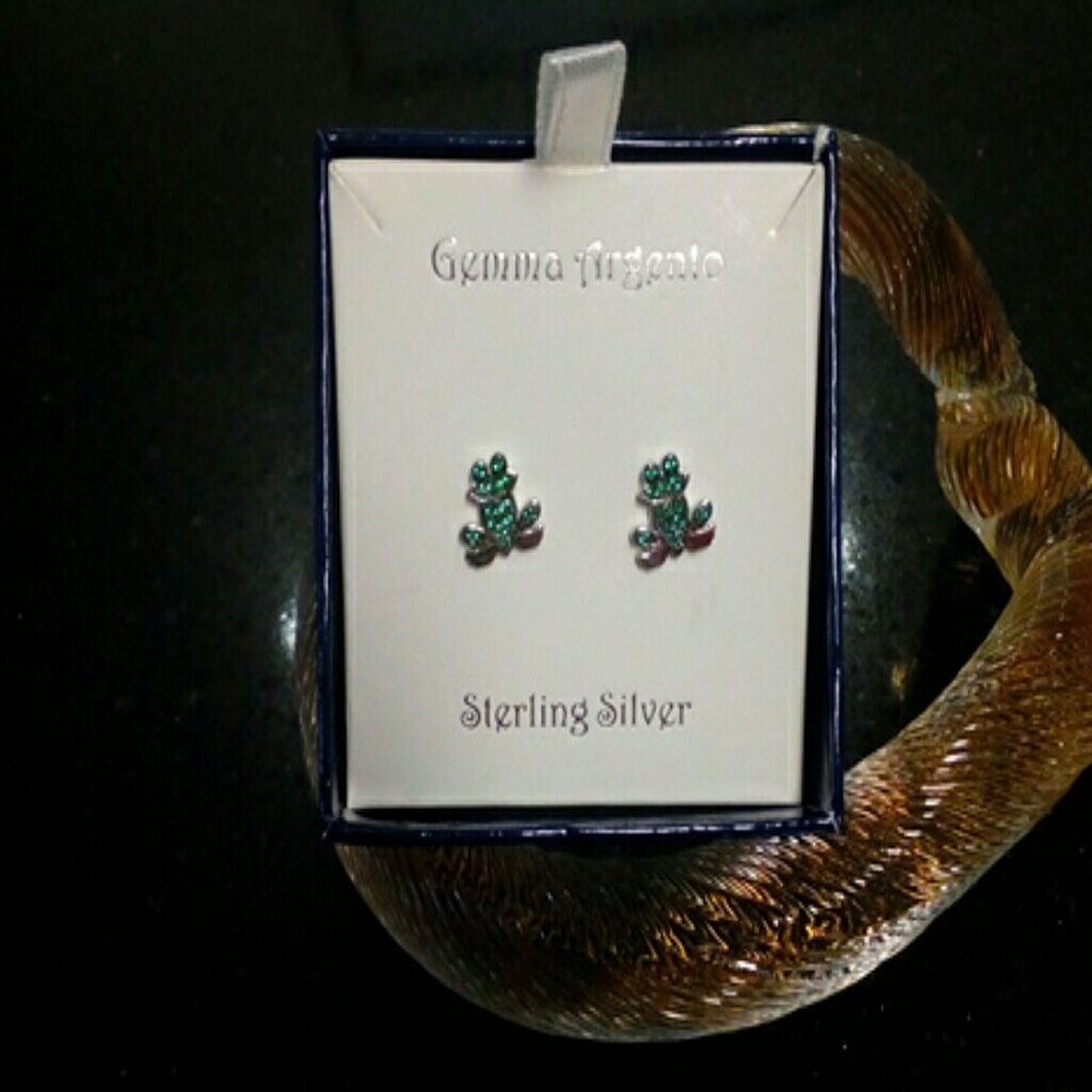 Sterling Green Frog Earrings
